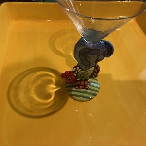 LAST CHANCE $5 ROASTER MARTINI GLASS BY NICOLE ENGBLOM. WHIMSICAL AND COLORFUL.